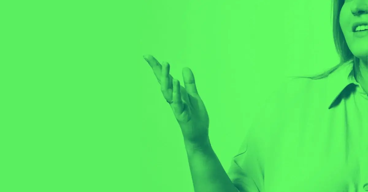 A woman talking about leadership coaching